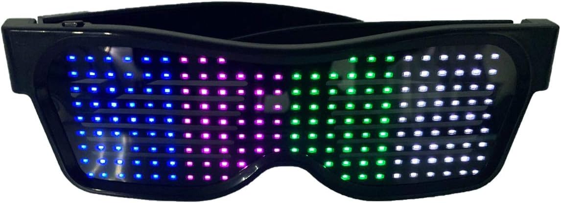 LED Glasses, Bluetooth APP Connected LED Display Smart Glasses USB Rechargeable DIY Funky Glasses for Party Club DJ Halloween