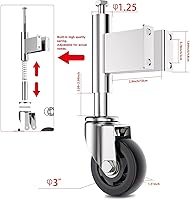 Vista 2 de Ruedas de puerta con resorte de 3 pulgadas, ruedas de puerta resistentes con herrajes, capacidad de carga de 220 libras, paquete de 2