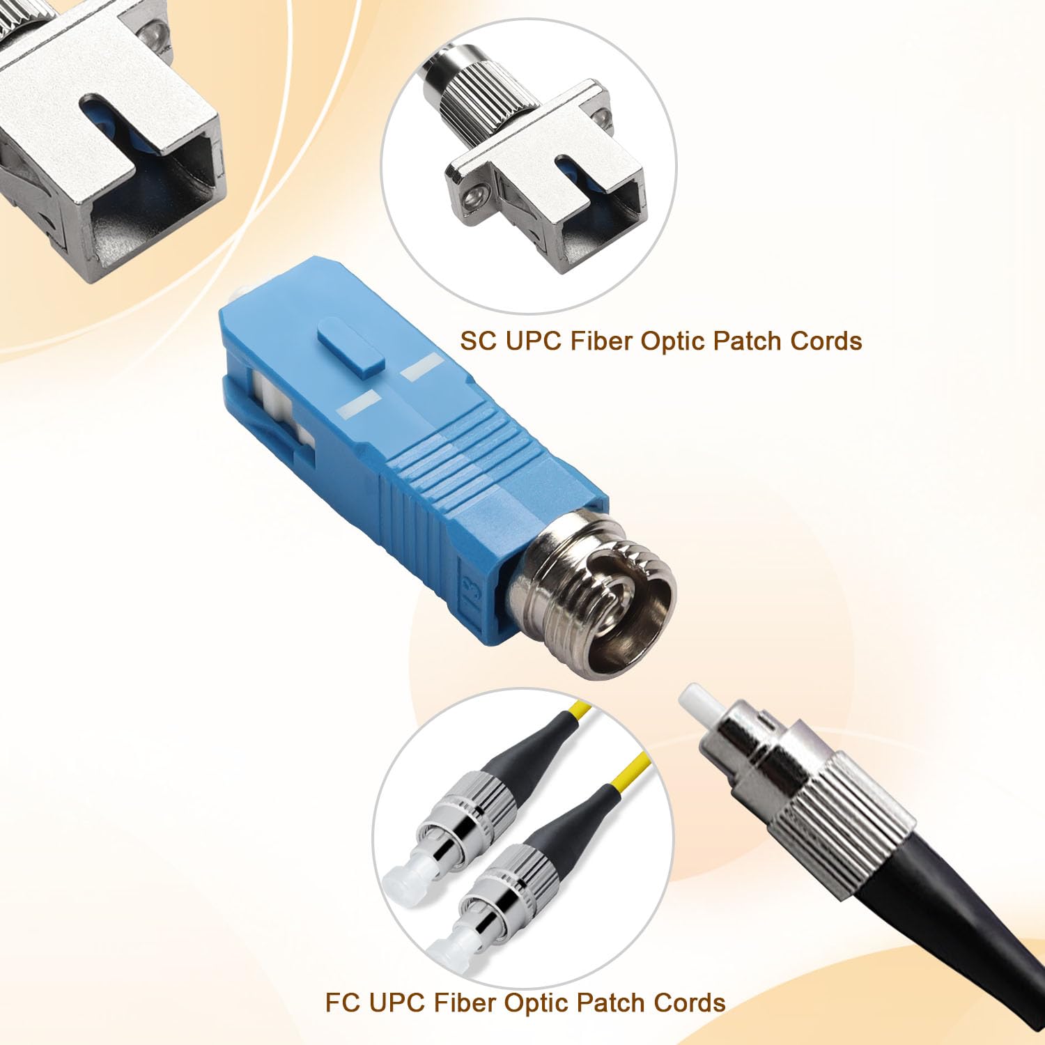 QIANRENON SC Maschio a FC Femmina Fibra Ottica Ibrida Adattatore Connettore SM 9/125μm SC/UPC a FC/UPC Fibra Ottica Simplex Accoppiatore Convertitore, per Ottica Potenza Misuratore Rossa Luce Penna