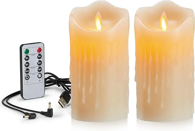 Set van 2 oplaadbare LED kaarsen met afstandsbediening - Flickerende flameless kaarsen