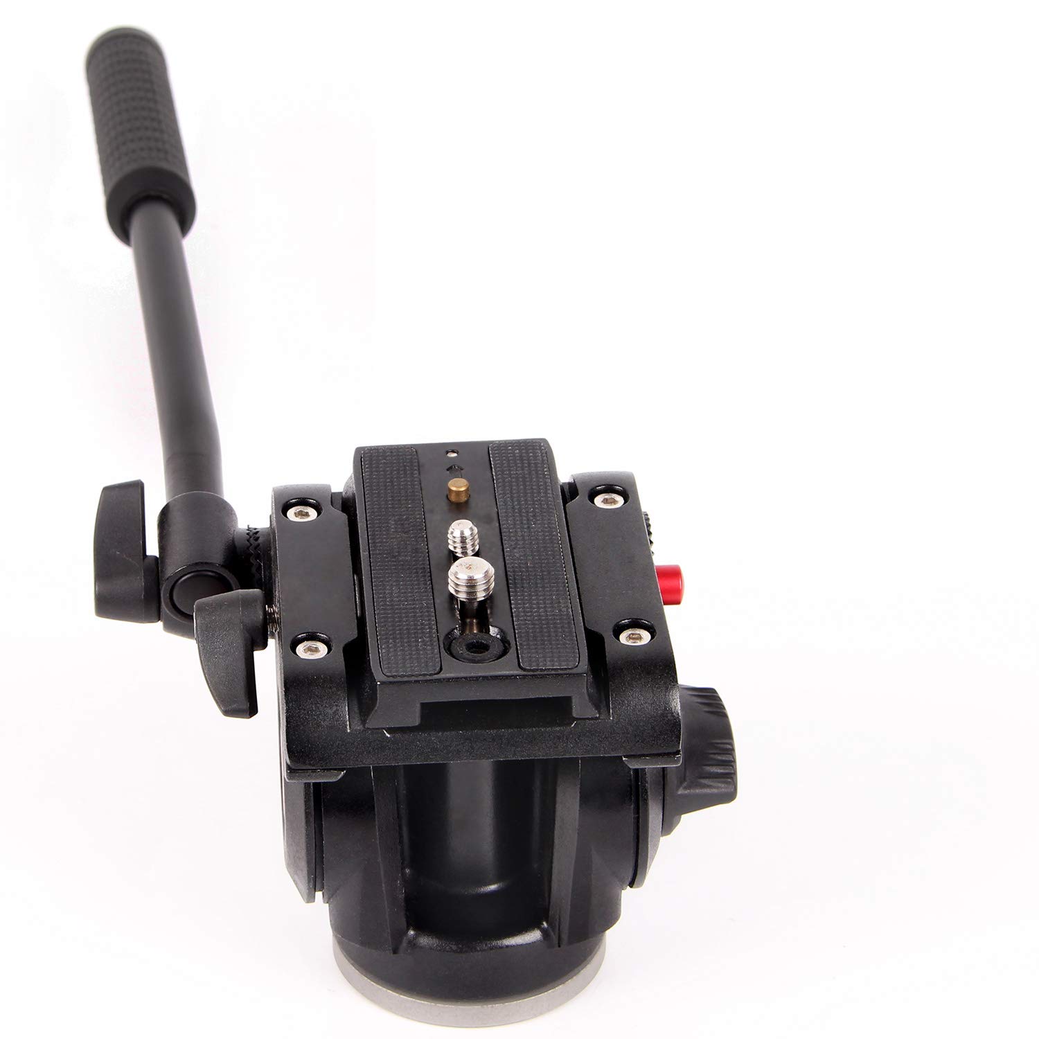 POLAM-FOTOTripod Fluid Drag Pan Head with 1/4 and 3/8 inches Screws Sliding Plate for Tripod DSLR Camera,Camcorder