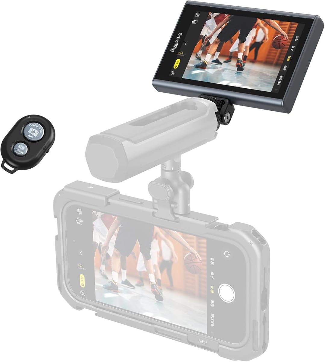 SmallRig Phone Monitor Screen with Wireless Control, 1080P Wireless Recording, Video Monitor with Cold Shoe Mount, Real-Time Screen Sharing, for iPhone for MagSafe - 4850B