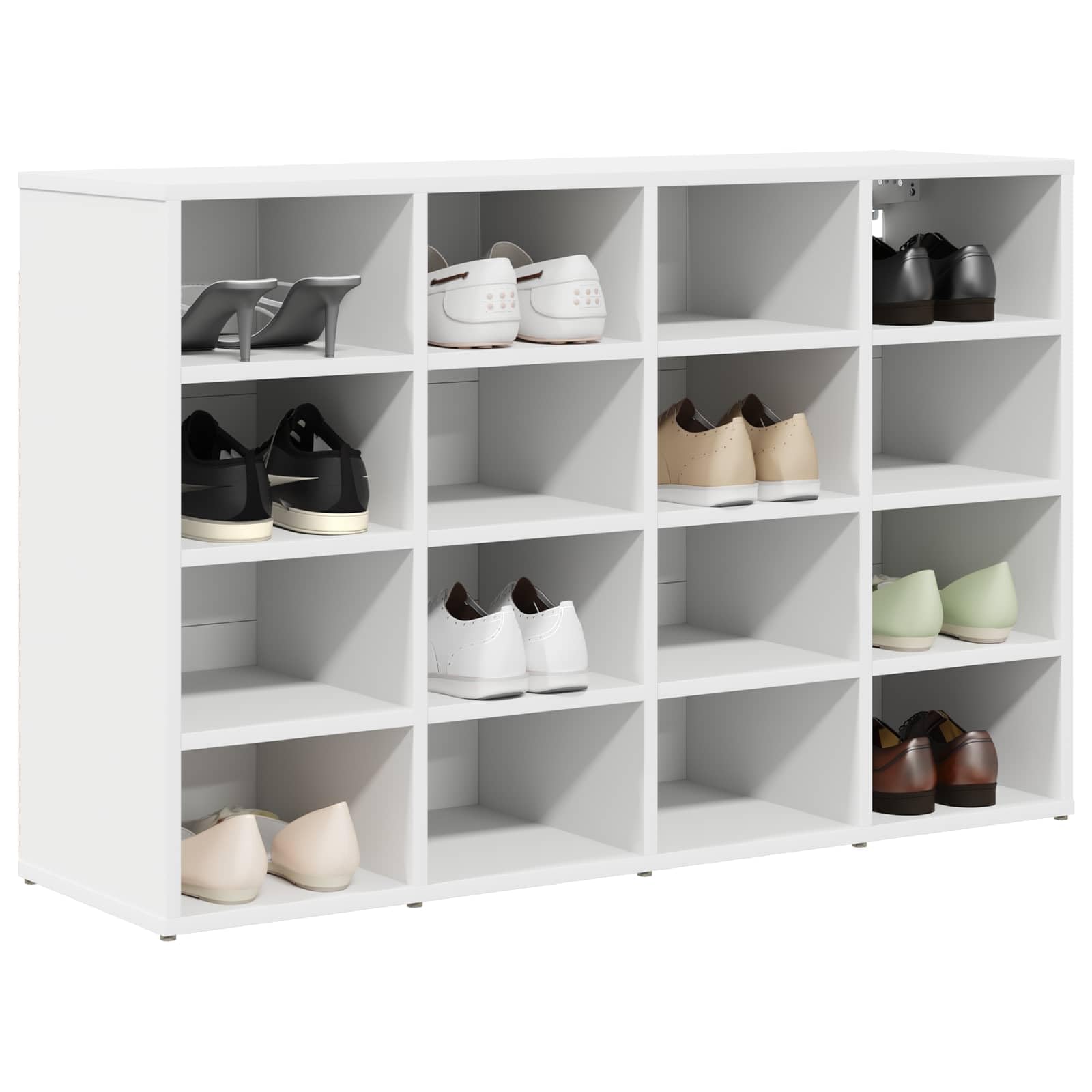 Scarpiera con mensola bianca, 103 x 30 x 67 cm, in legno, scarpiera stretta, con ripiani per corridoio, ingresso, per scarpe da ginnastica e stivali