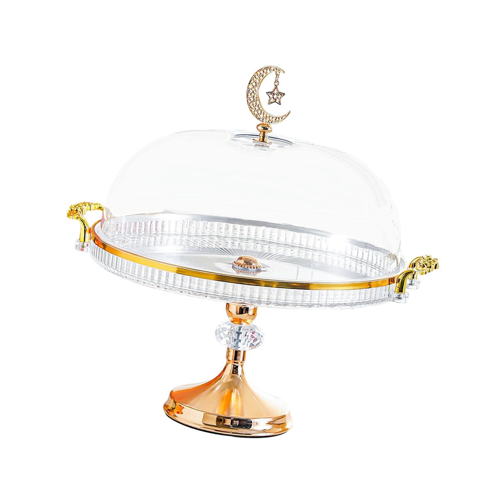 Homyl Présentoir à Gâteaux avec Couvercle, Plateau de Service avec Couvercle Transparent Anti-poussière et élégante Poignée Florale, Idéal pour Un Mariage, Clair