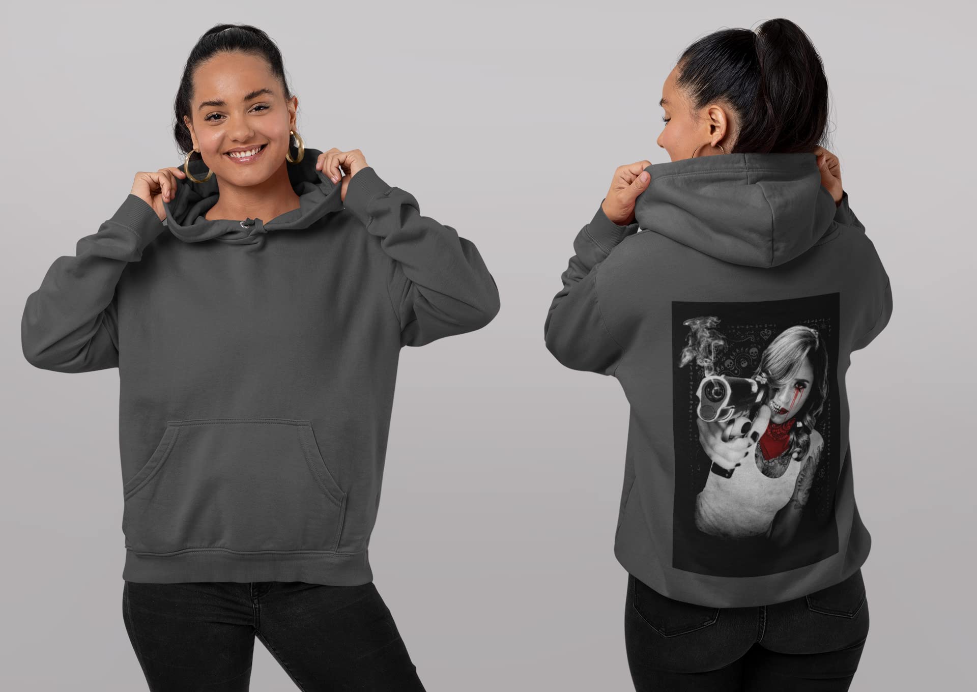 knut Fashion & Streetwear Przytulna damska bluza z kapturem, nadruk tatuażu, damska bluza z kapturem