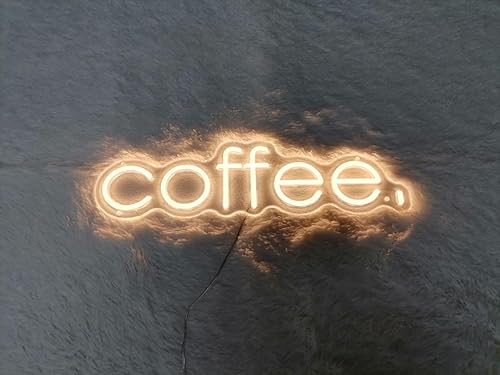 Miniatura 4 de Letrero de neón de café (24 x 6 pulgadas, control remoto y enchufe incluido) Café claro LED para cafetería. Decoración de pared para cafetería (24 x