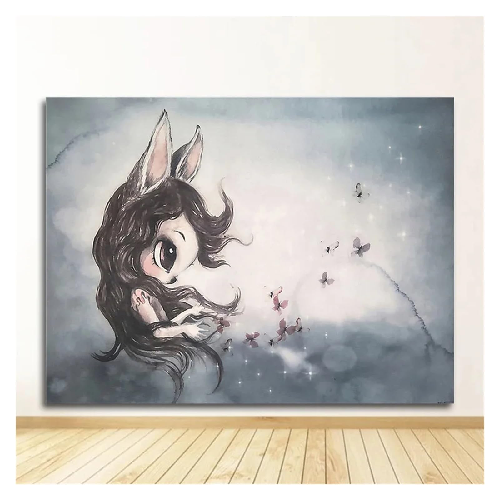Affiche imprimée aile d'ange et animaux pour mur de chambre