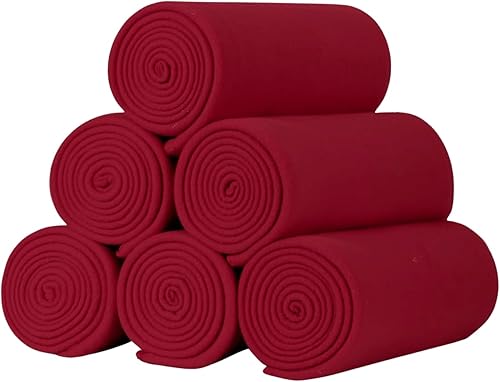 Manta polar (rojo vino, paquete de 6-50 x 60 pulgadas)