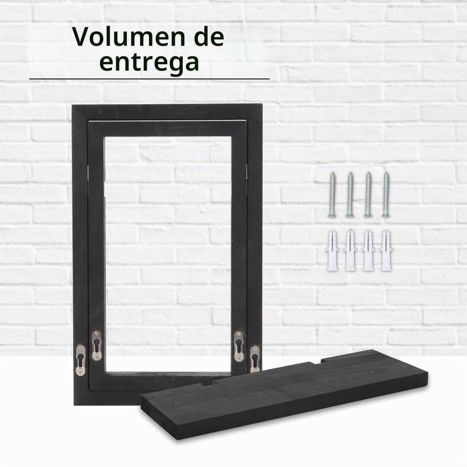 Juego de 2 Estanteria de Pared, Baldas Flotantes Pared, Estantes Flotantes de Madera para Decoración, Estantes Decorativos para Baño, Dormitorio, Oficina, Salón, Cocina, 40x40x12cm, 40x36x12cm, Negra