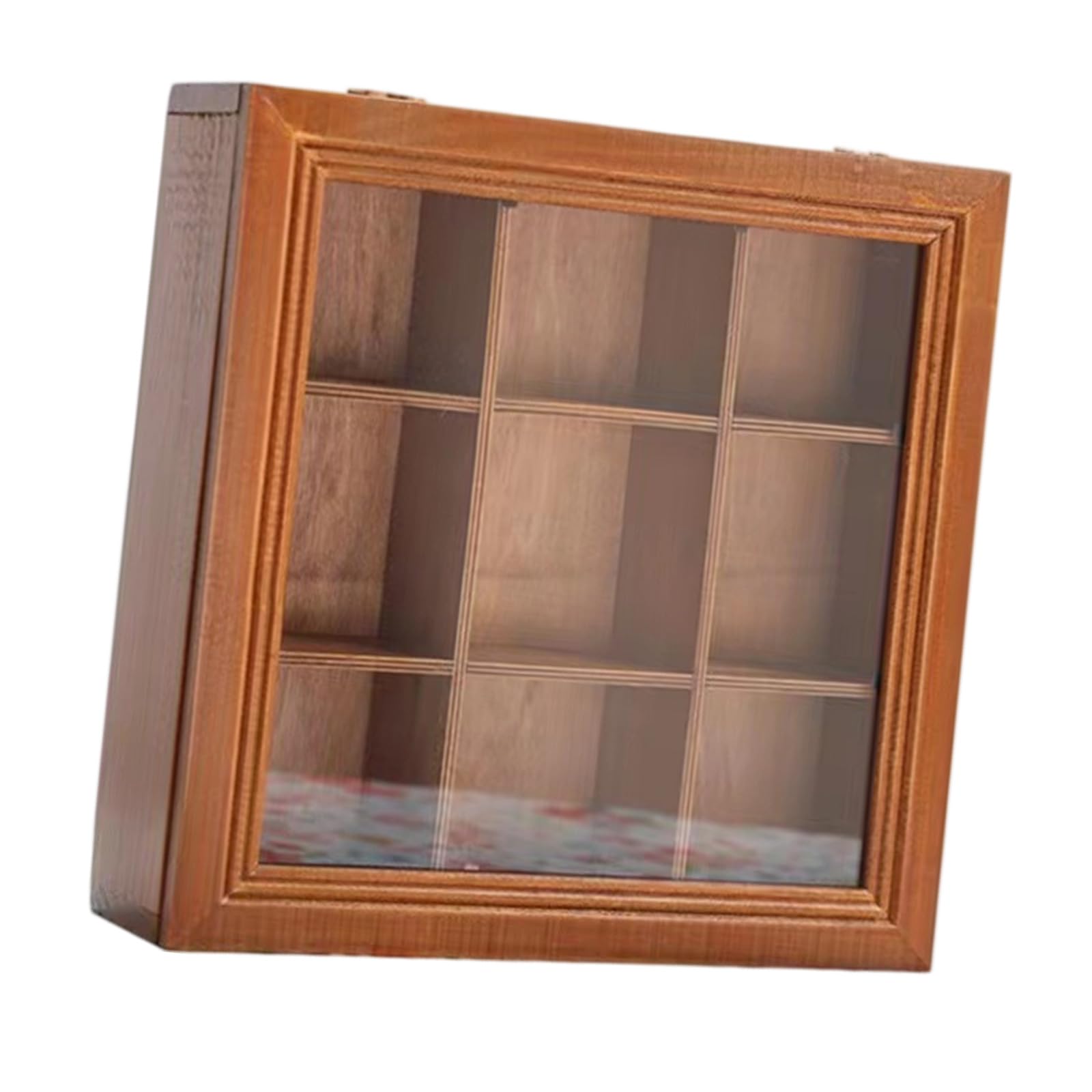 Hsioluted Artistic Wooden 9-Section Storage Tray for Cosmetics Jewelry Accessories Desktop Wooden Tray Wood Storage Container