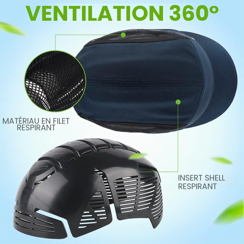 GREEN DEVIL Casquette de sécurité Style Baseball avec Coque Rigide en ABS, Respirante, légère, Anti-Choc