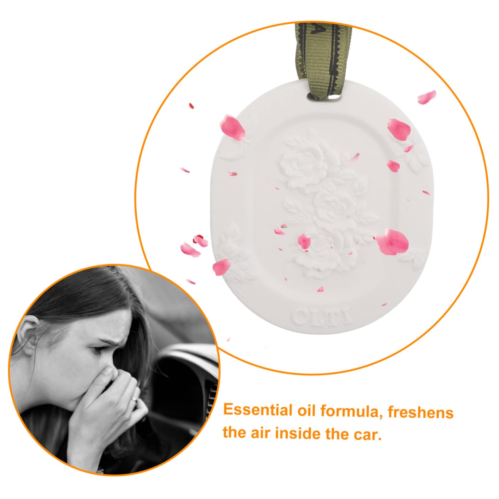 BETOOKY Diffusore Passivo di Oli Essenziali per Auto in Gesso con 10 Compresse Profumate (gardenia + Tè Bianco), Deodorante Sospeso per Interni Auto, Armadio e Bagno, Profumo a