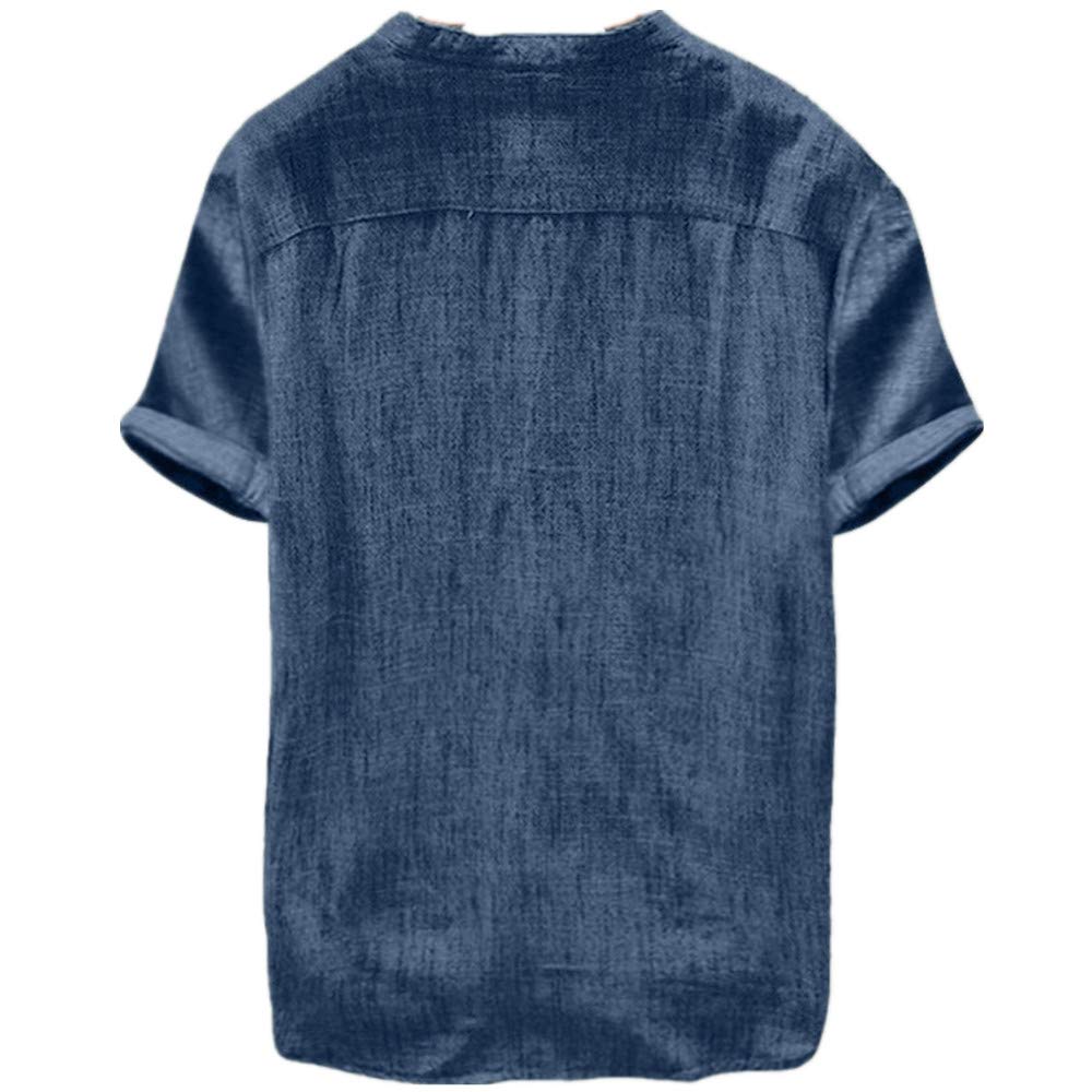 MakingDa, maglietta da uomo Henley a maniche corte, traspirante, con bottoni, leggera, per il nonno Blu L