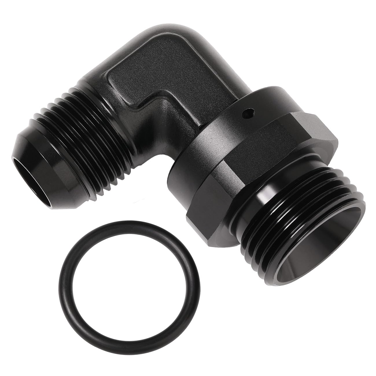 10AN Male Flare to 12AN -12 ORB O-ring Boss 90 Degree Swivel Fitting Adapter Aluminum Black