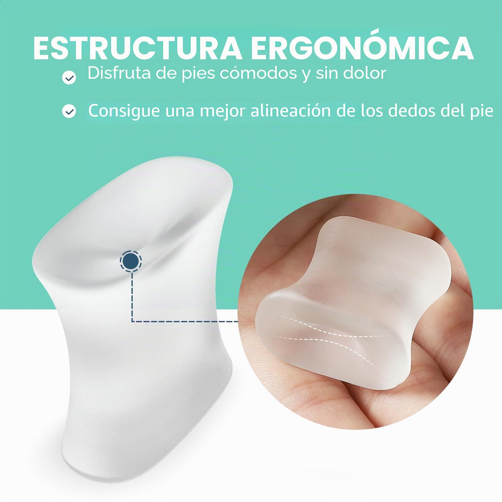 Welnove Gel Separador de Dedos de los Pies Mejorado - Paquete de 8 Separadores de Silicona con Extracto de Aloe Vera para Enderezar Dedos de los Pies Superpuestos, Callos(Multi-Size, Clear)