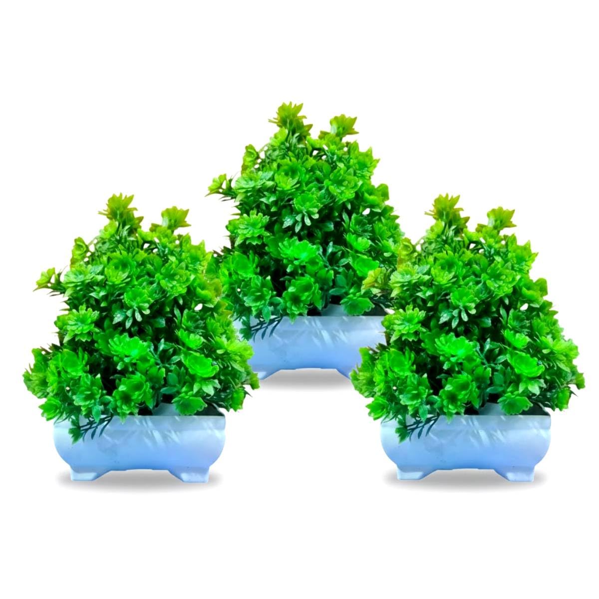 (Set of 3) Combo Artificial Bonsai Plants 20 cm for Home Decoration Realistic Looks for Livingroom Bedroom Office Table Kitchen Indoor & Outdoor Balcony.