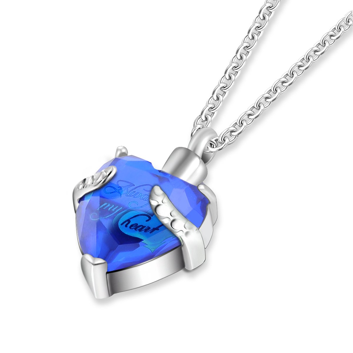 Cremation Urn Jewelry Ashes Memorial Keepsakes Necklace-Engraved"Always In My Heart"Pendant