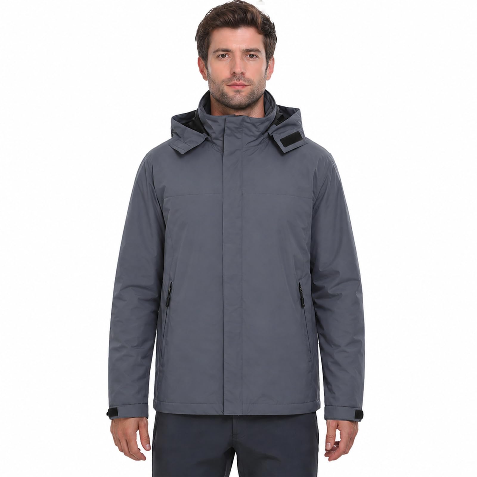 Modvibe Regenjacke Herren Wasserdicht Atmungsaktiv Regenmantel Herren Wasserdicht Outdoorjacke Windbreaker mit Abnehmbarer Kapuze Leichte Regenjacke Herren für Wandern Reisen