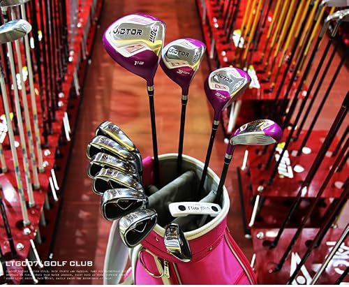 Women's Golf Clubs Complete Set 13 Piece Includes Titanium Golf Driver, 3 & #5 Fairway Woods, 4 Hybrid, 5-Sw Irons, Putter And Golf Bag #TOP1