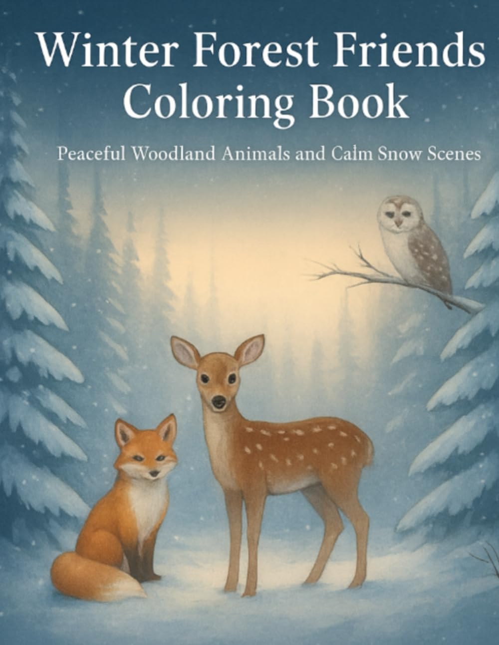 Winter Forest Friends Coloring Book: Peaceful Woodland Animals and Calm Snowy Scenes (Cozy Winter Coloring Collection)