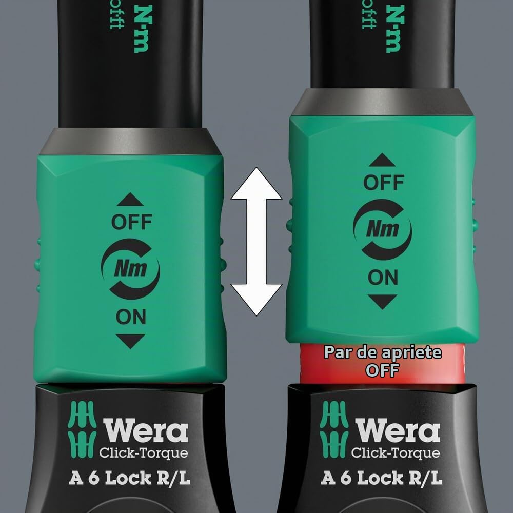 Wera Click-Torque Lock A 6 R/L Llave dinamométrica, ajustable, función Torque Lock, toma de puntas pasante (1/4"), 2,5-25 Nm, 1/4" x 2.5-25 Nm
