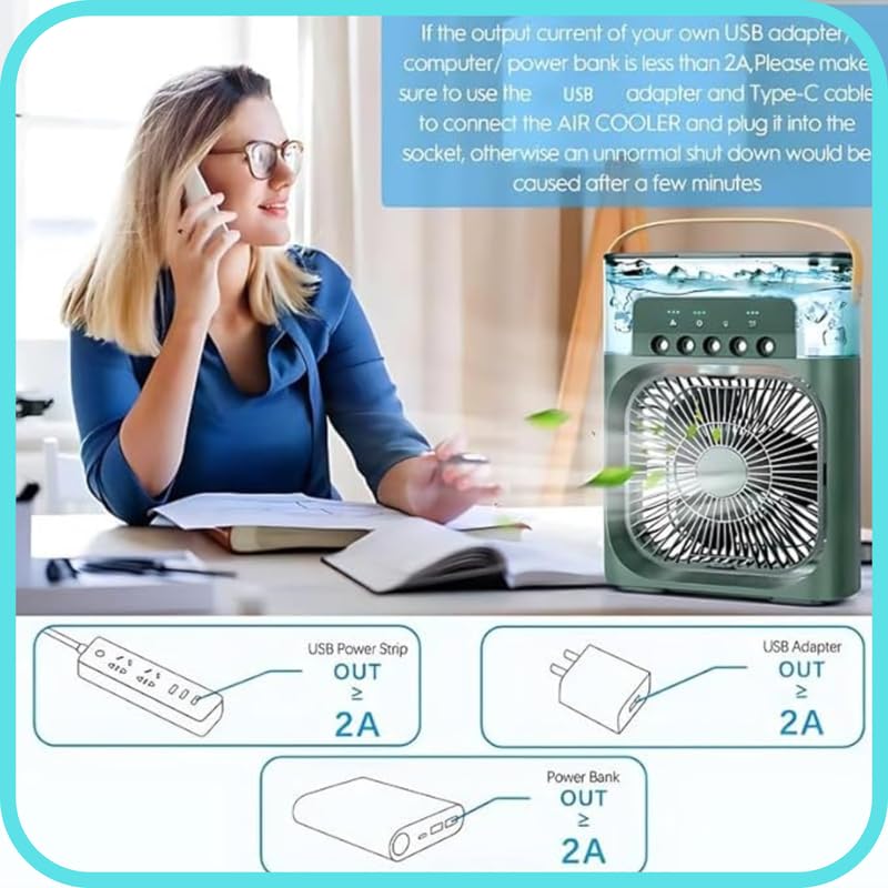 Image of Drumstone 𝟏𝟓-𝐘𝐞𝐚𝐫 𝐖𝐚𝐫𝐫𝐚𝐧𝐭𝐲 -5-in-1 Mist Spray Fan - Stay Cool with Adjustable Airflow & Mist | 3-Speed Wind, 600ml Tank, 7 LED Colors & Perfume-Addable | Ideal for Home & Office