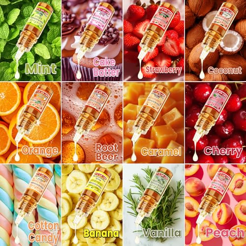 Lebensmittelarom, Kicofood - 12 Konzentrierte Lebensmittel Aromaöl, flavoring oil für Joghurt, Getränke, Desserts, Quark, Kuchen - 6ml