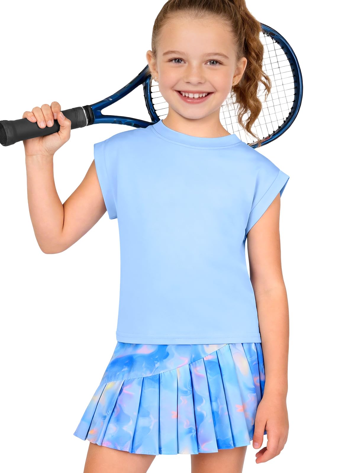 Traje de tenis para niña, camiseta sin mangas y falda de tenis, falda plisada con bolsillos interiores, traje deportivo para golf, bádminton y monopatín
