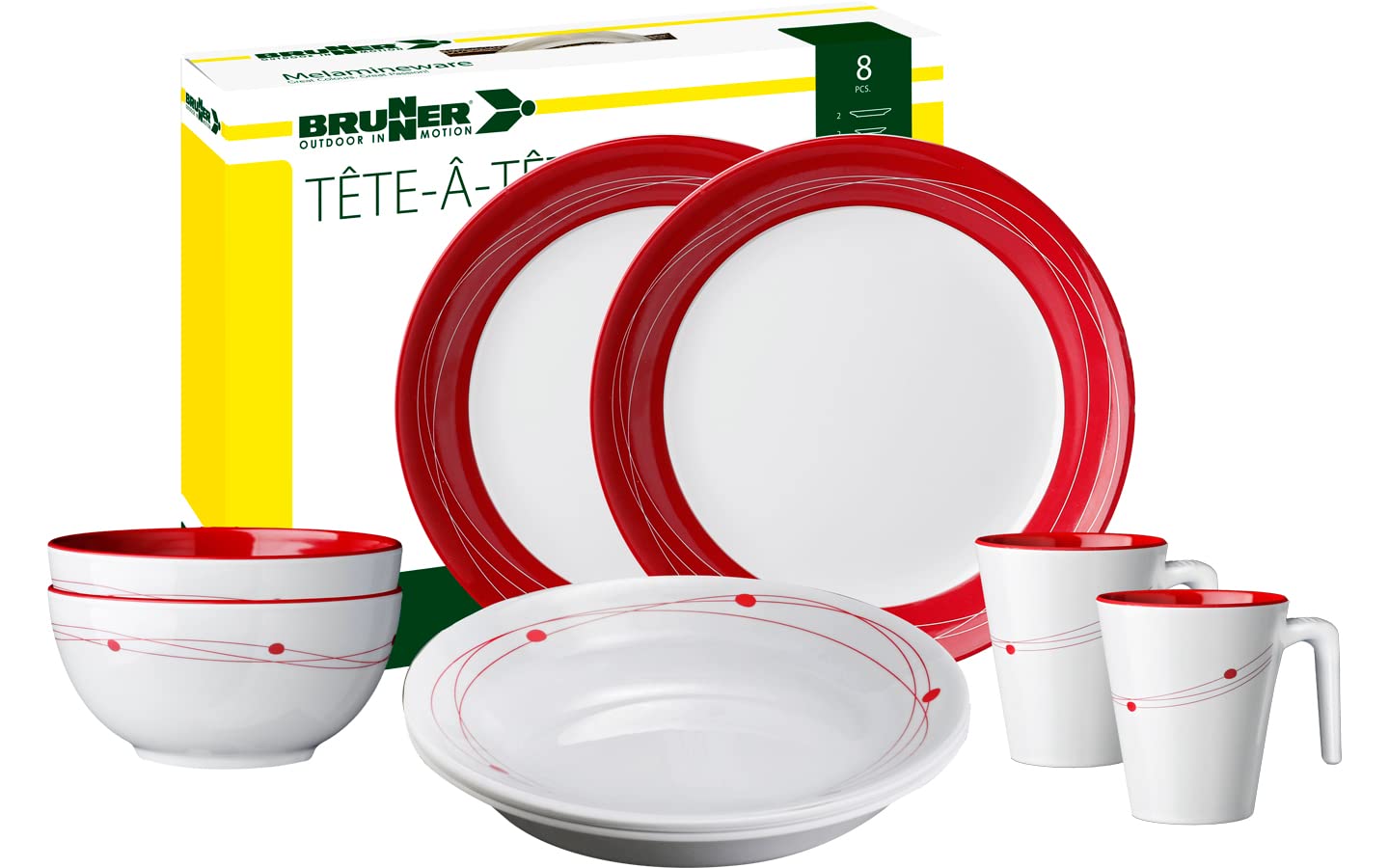 BRUNNER 0830143N.C8A Campinggeschirr Set für 2 Personen, Tête-À-Tête Cosmic, 8-teilig