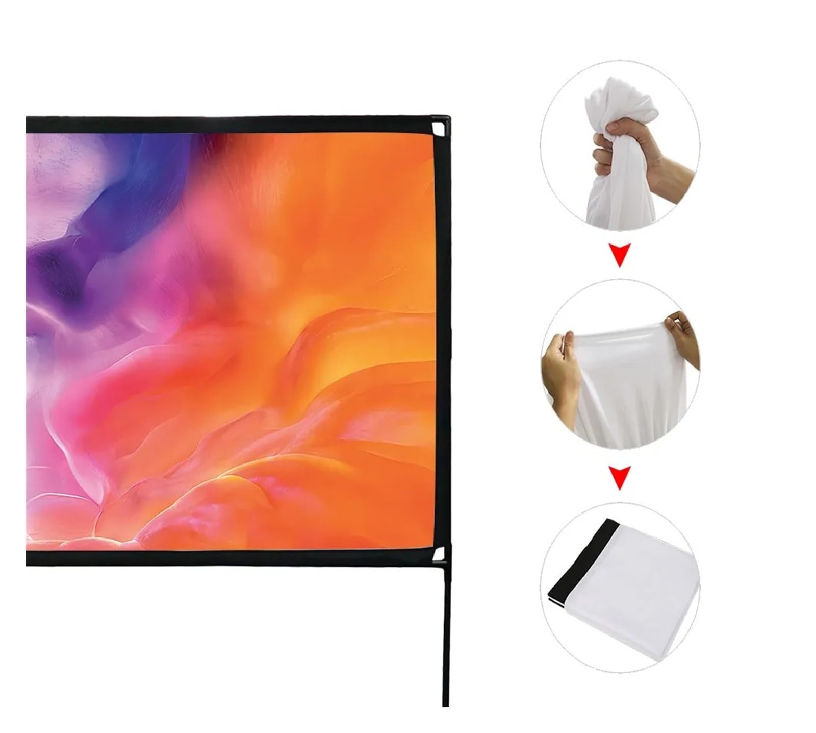Telo Proiettore, Schermo for proiettore HD 3D 16:9 pieghevole da 100/120 pollici ad alta densità con supporto da pavimento portatile morbido for casa all'aperto KTV School(120 inch)