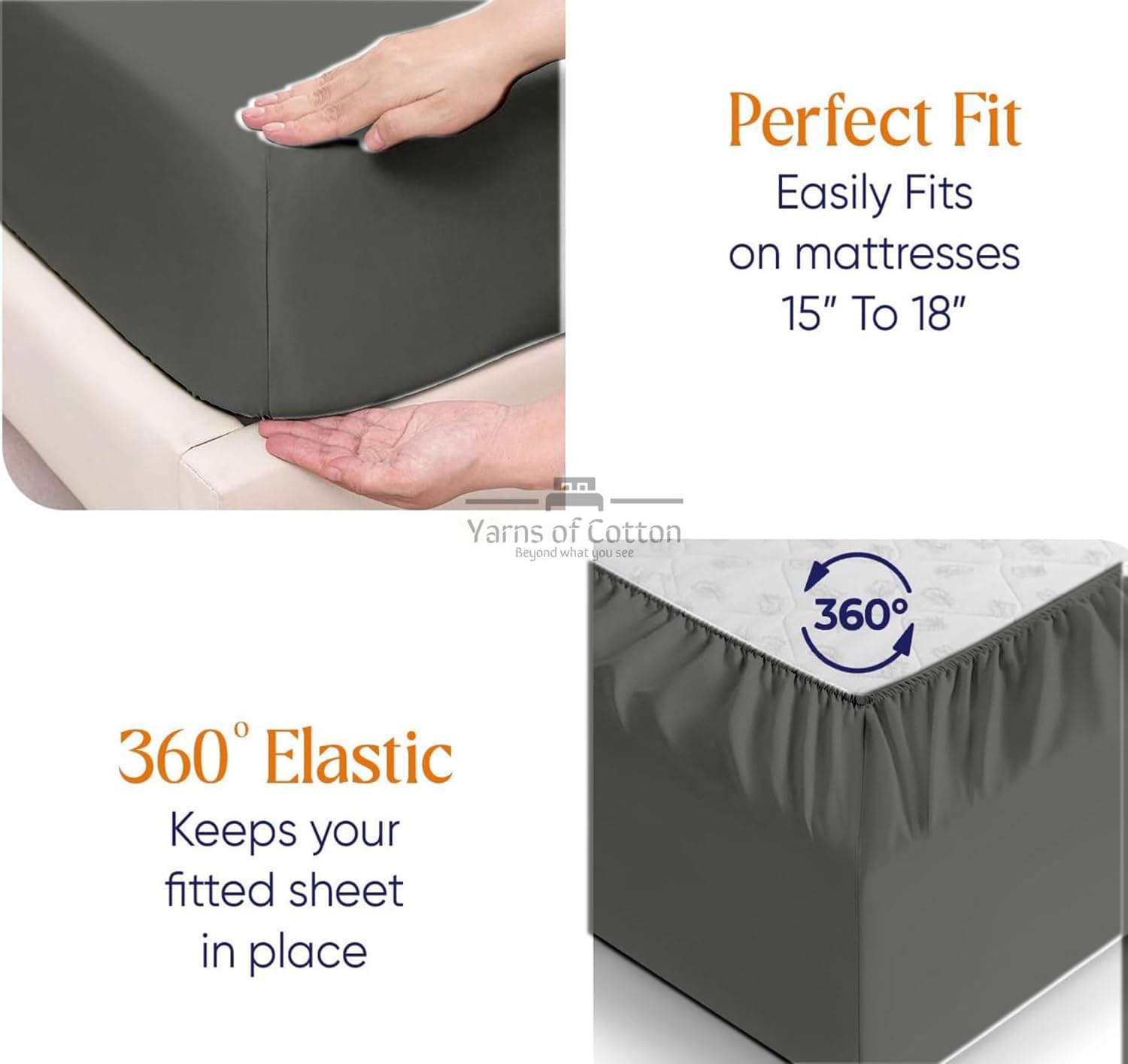 600 Thread Count 100% Long Staple Egyptian Cotton Soft Combed, 4 Piece Sheets Set, Smooth & Soft Sateen Weave, Extra Soft Bed Sheets, Cooling Sheets, Deep Pocket Fitted (King, Dark Grey Solid)