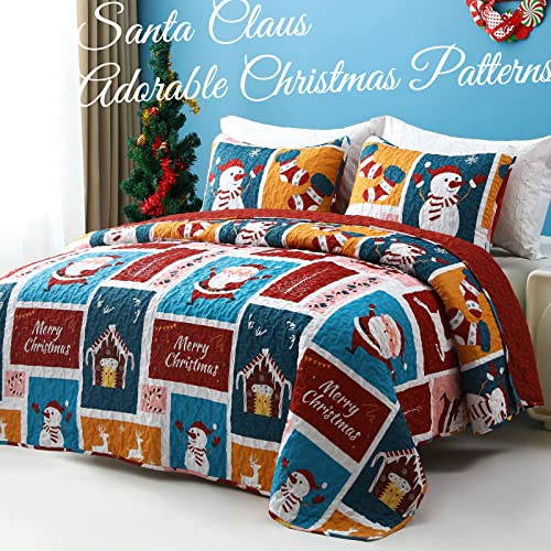Whale Flotilla Kids Quilt Set, Soft Kids Bedding Set With Cute Christmas Patterns, Breathable And Lightweight Bedspread Coverlet For Toddlers Boys And Girls, Twin Size #TOP1
