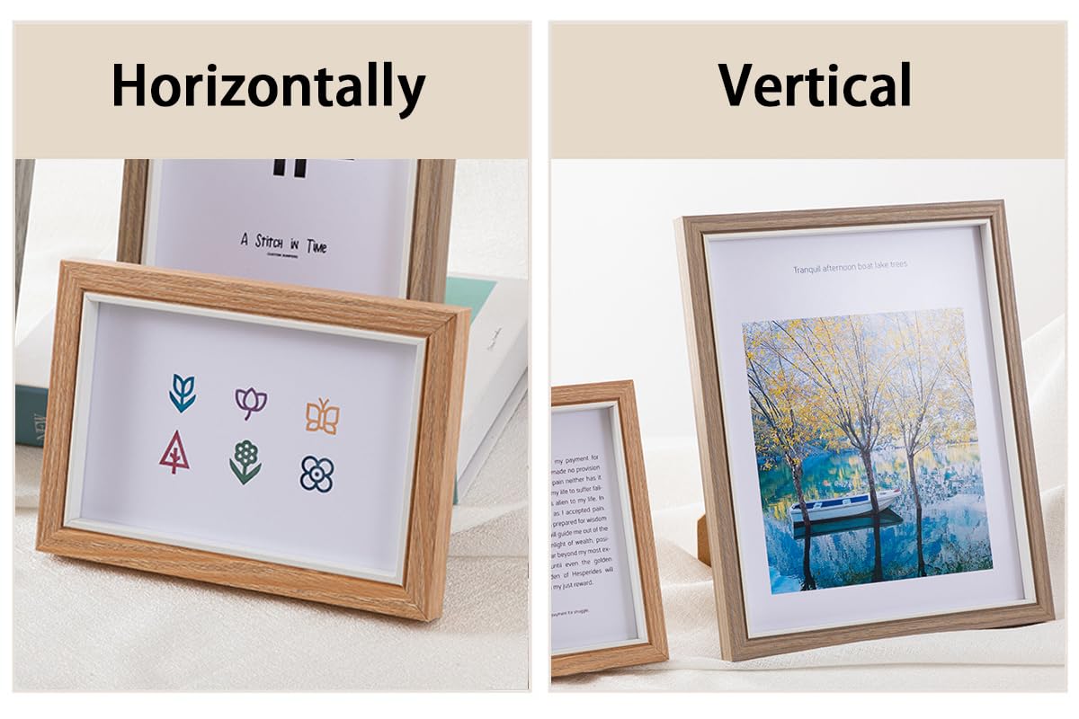 marysgift Picture Frames 8x10 Freestanding Table Top Lightweight Frame for Posters Art Work Wall Gallery Photo Frames (Light Brown,10") - Image 2