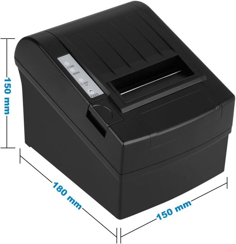 Dimensions of the Floureon ZJ-8220 DE printer, showing 150mm width, 180mm depth, and 150mm height.