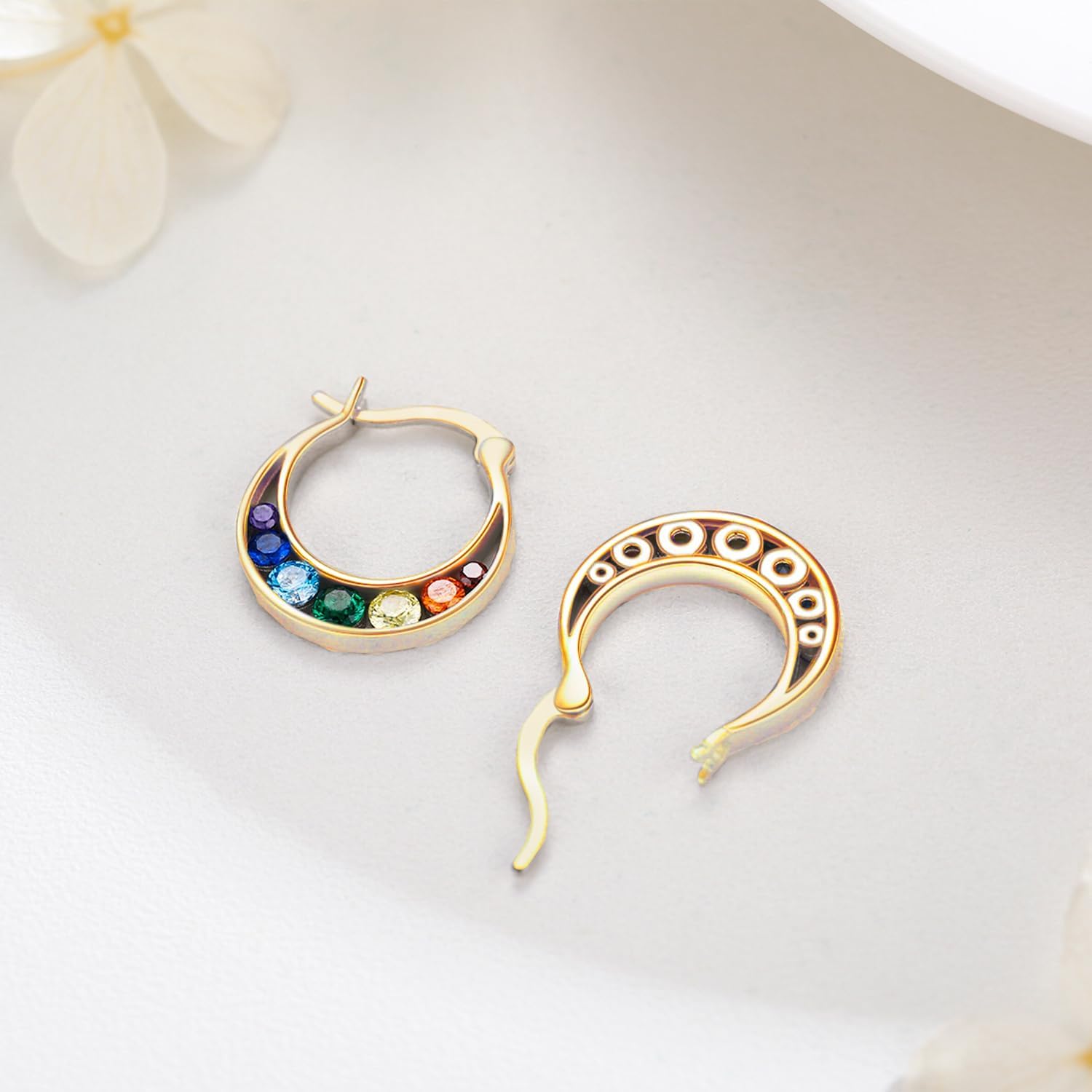 Chakra Earrings 925 Sterling Silver Yoga Jewelry Mother's Day Gift Colorful Healing Crystals Jewelry for Women