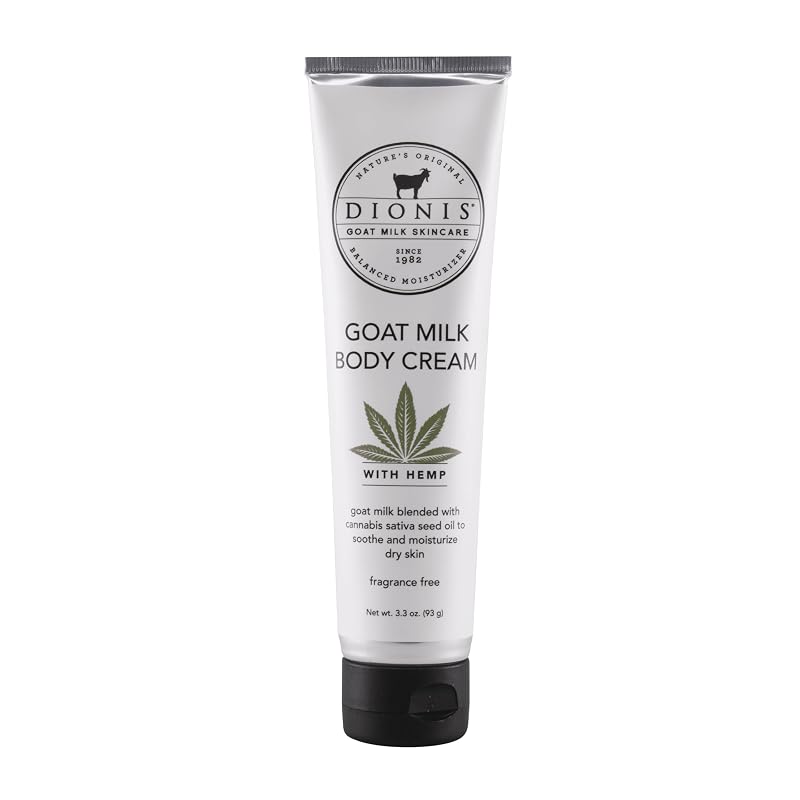 Loção corporal Dionis com leite de cabra e cânhamo, sem fragrância, 93 mL