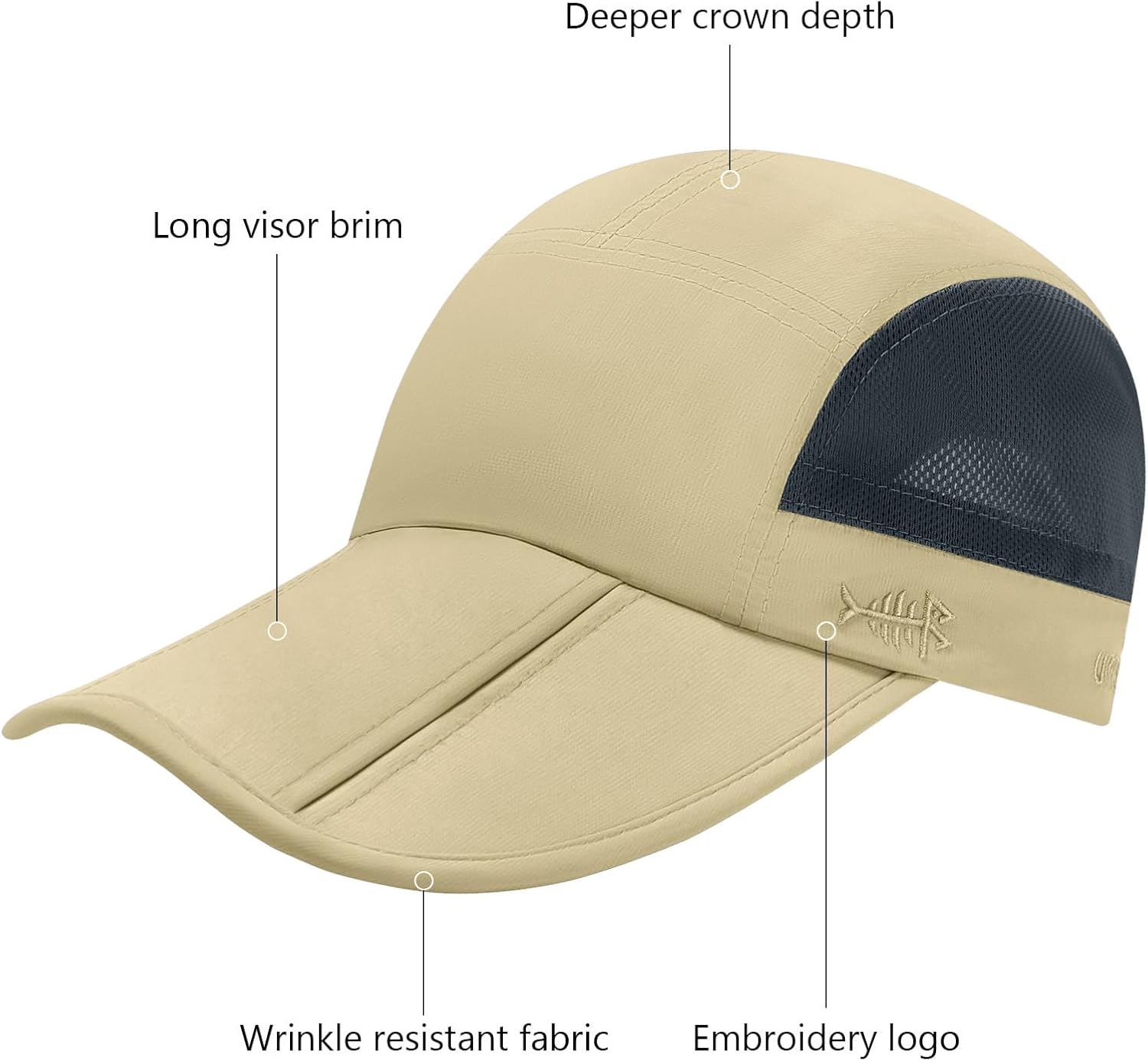 BASSDASH Folding Fishing Baseball Cap UPF 50+ Water Resistant Outdoor Portable Brim Hats for Women Men Hiking Adjustable image 5