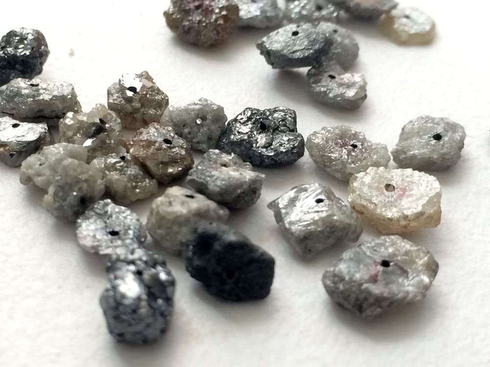5-8 mm Multi diamenty, wiele nieoszlifowanych diamentów wywierconych, naturalny surowy diament, nieoszlifowany diament, wiele diamentów na biżuterię (opcje od 5 sztuk do 25 sztuk), 5 MM - 8 MM