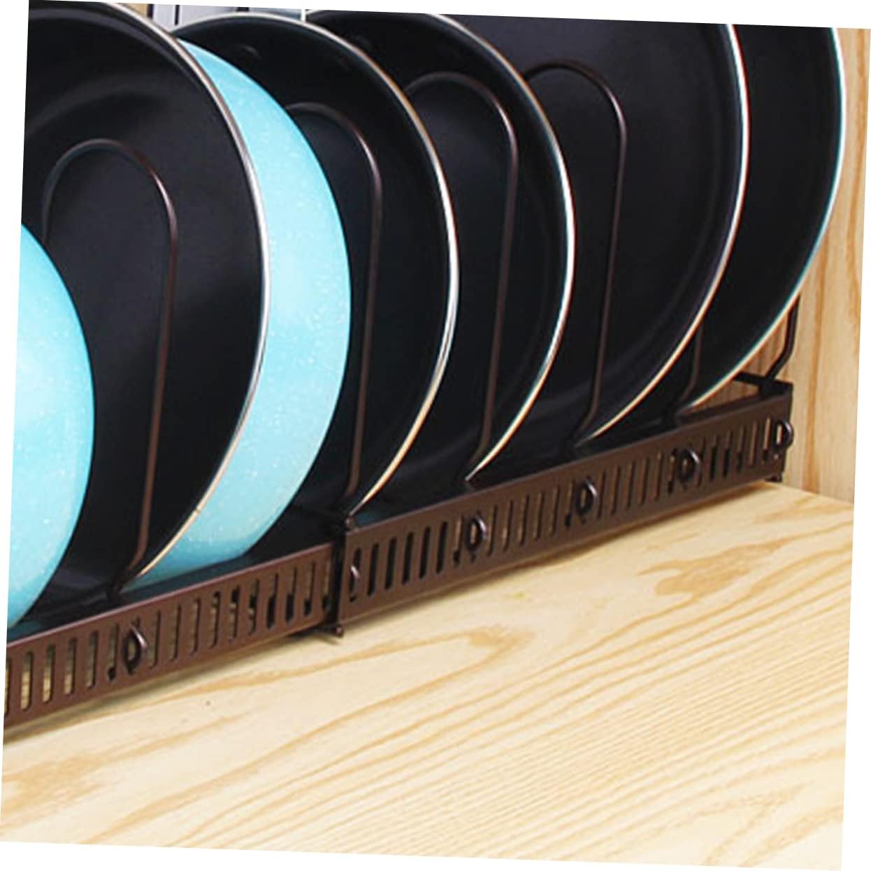 Expandable Pot Lid Organizer Rack Multi-Functional Kitchen Storage Shelf Iron Material Adjustable Design for Pots and Pans for Cabinet Organization Random Color