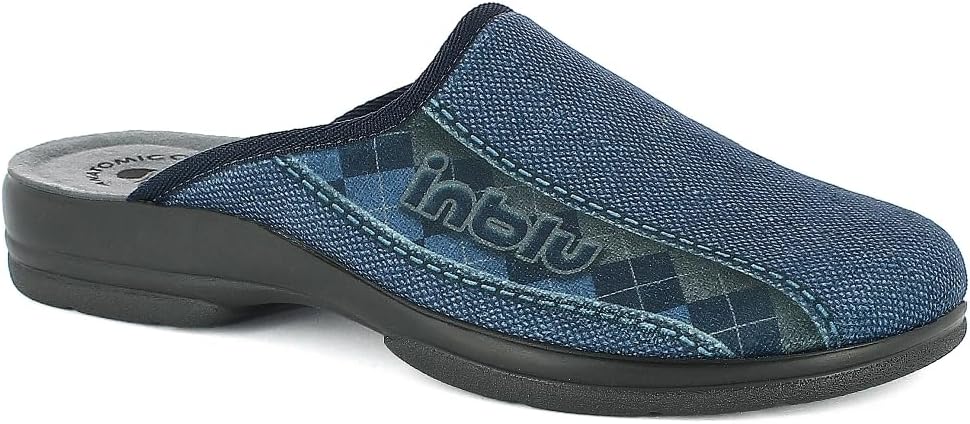 inblu Pantofole Uomo Con Inserto A Losanghe, Ciabatte Con Sottopiede In Tessuto Imbottito, 40/46 PantofoleUomo