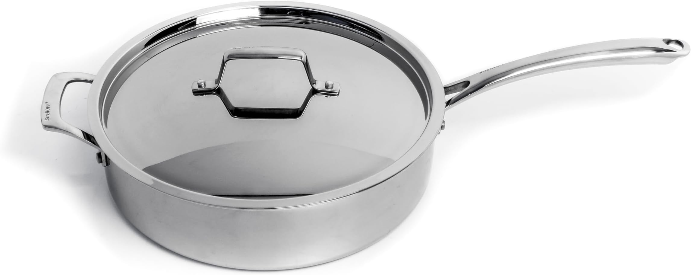 Professional Tri-ply 18/10 Stainless Steel Sauté Pan 11" 4.6 Qt. Safe Grip Handle Matching Lid Induction Cooktop Measurement Markings Inside Fast & Even Heat Oven Safe