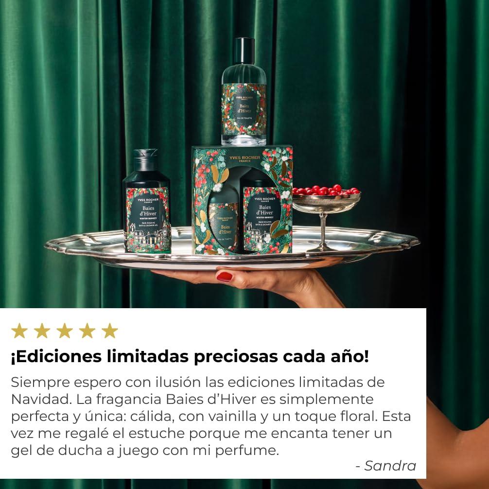 Yves Rocher Set de Regalo - Bayas de Invierno: Eau de Toilette & Gel de Ducha - Aroma Cálido de Vainilla, Bayas de Invierno y Notas Florales - Fórmula Vegana | Perfume para mujer afrutado y cálido, vainilla y bayas rojas, idea de regalo ideal para mujeres