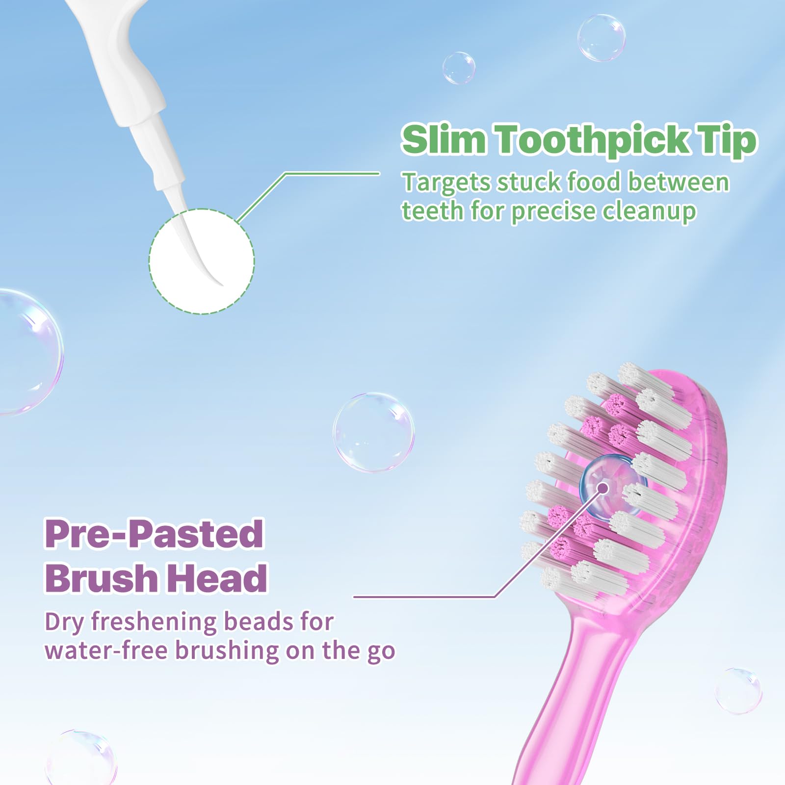 Spazzolino da denti usa e getta 5 in 1 con dentifricio (confezione da 70), mini spazzolini da viaggio con setole morbide, filo interdentale, stuzzicadenti e raschietto per lingua, senza