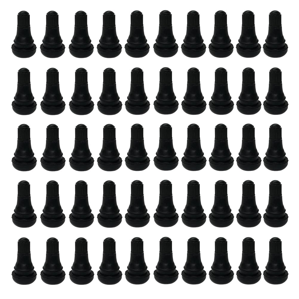 50Pcs TR412 Tubeless Valve Stems, Black Rubber Snap-in Valves Tubeless Tire Valve Stems Replacement for Tubeless 0.453 inches Rim Holes on Standard Auto Tires
