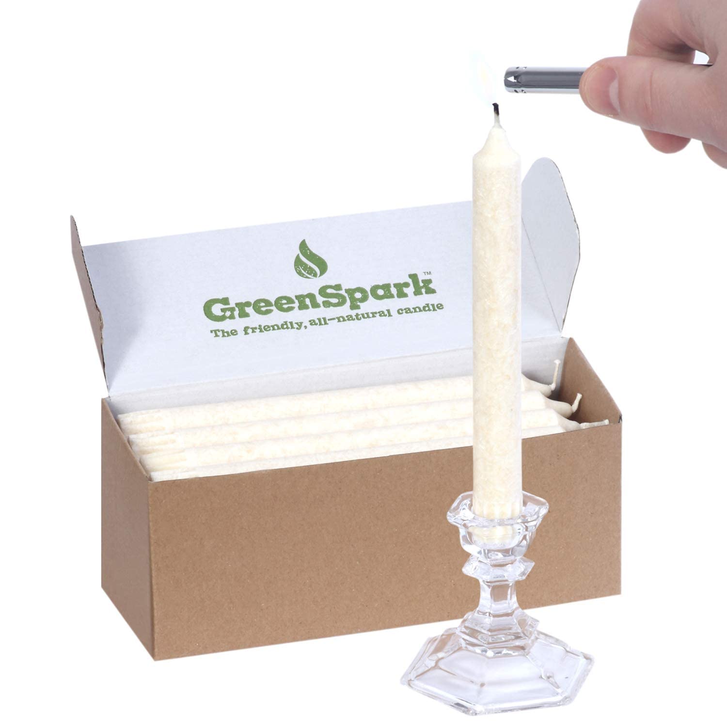 Tall Natural Marble Taper Dinner Candles, Clean Burning, Smokeless (16 Count)