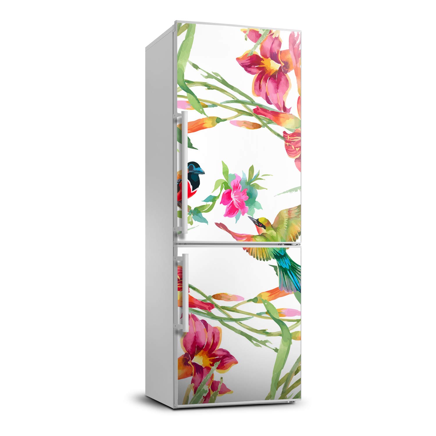 Vinilo para nevera autoadhesivo Tulup de 60x180 cm con diseño de pájaros y flores para cocina