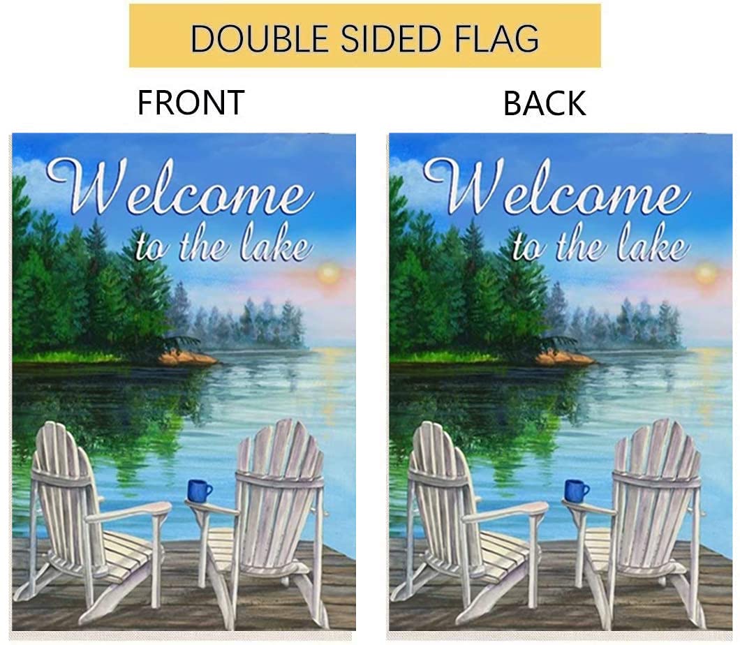 ATOLY Welcome To The Lake Chair Gartenflagge – 30,5 X 45,7 Cm, Jute Doppelseitig, Für Haus & Garten