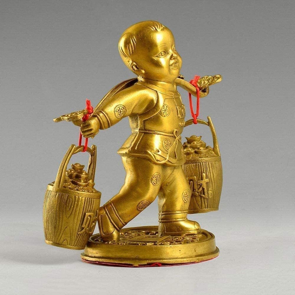 Rzeźba stołowa z czystej miedzi, figurki chłopca przynoszącego szczęście, rzemiosło, rzeźby, dekoracje, przedmioty kolekcjonerskie, symbol szczęścia i dobrobytu 0828