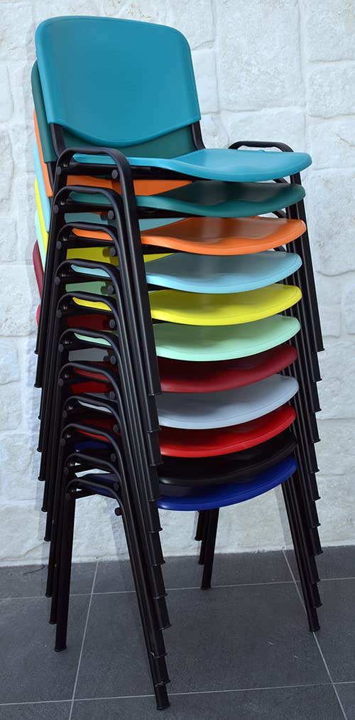 GALIZIA PRIME Sedia da Ufficio Poltrona Fissa per Sala Attesa, sala riunione, impilabile struttura resistente in Metallo e plastica (TELAIO NERO, NERO)