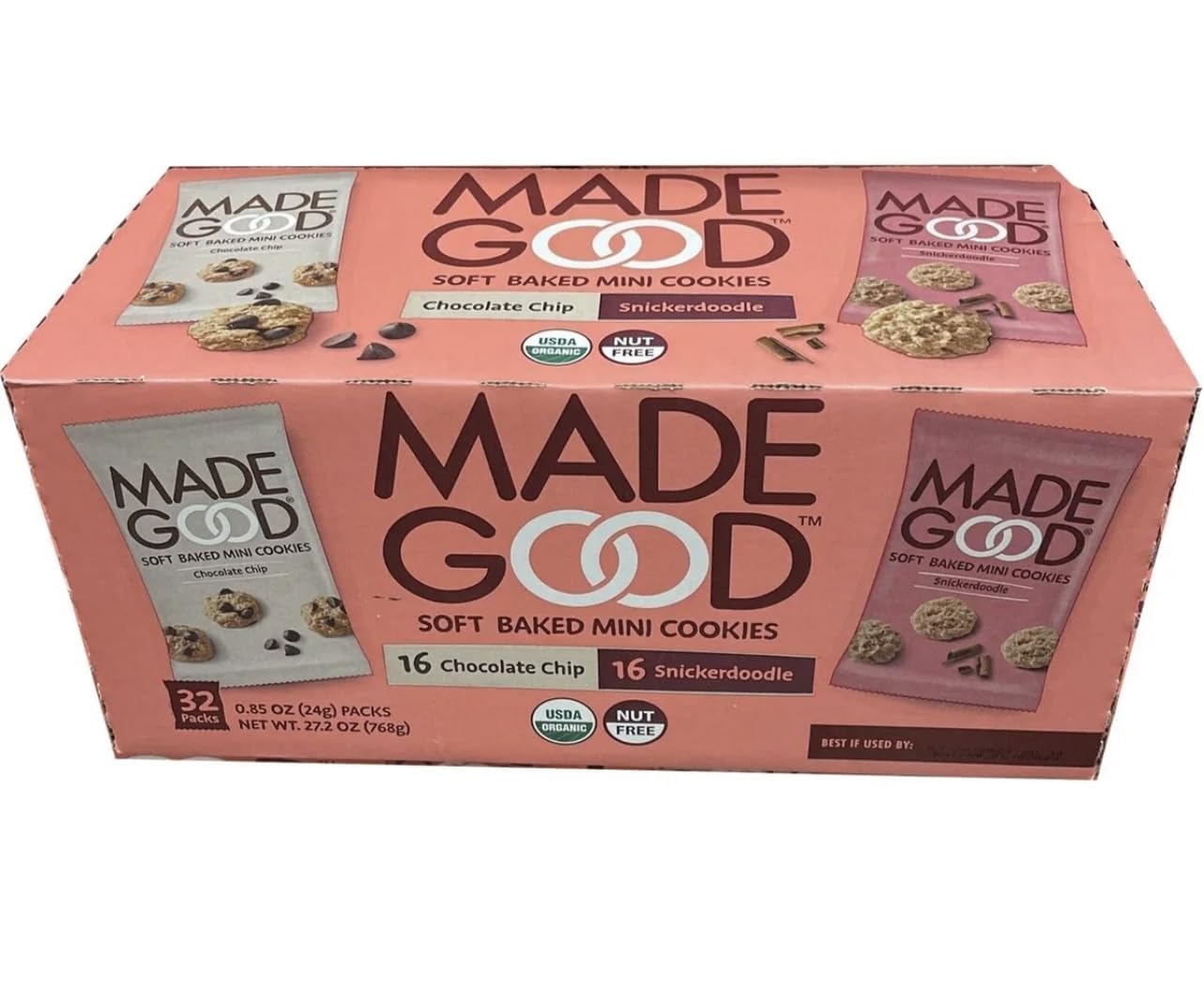 Made so Good Soft Baked Mini Cookies 32packs, 16 Chocolate chip & 16 Snickerdoodle